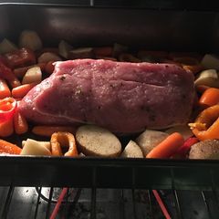 A picture of Pork Tenderloin & Baked Veggies.