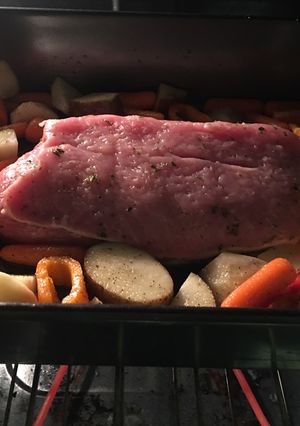 A picture of Pork Tenderloin & Baked Veggies.