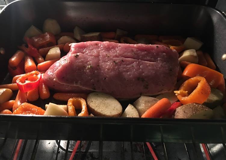 Steps to Prepare Super Quick Homemade Pork Tenderloin &amp; Baked Veggies