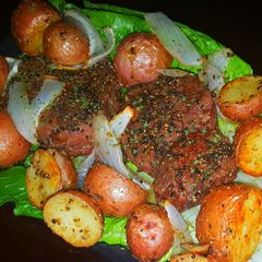 A picture of Mike's Black Pepper Bison & Garlic Russets On Sea Salt Bricks.