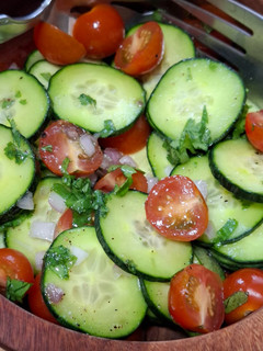 A picture of Cucumber and Cherry Tomato Salad.