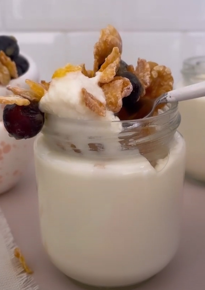 Una foto de Yogurth Fácil FIRME 😙(leche común y polvo, stevia, vainilla, miel)
