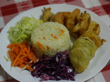 Tempura de frutas e vegetais