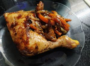 Una foto de Pollo al horno con salsa barbacoa