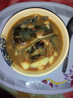 A picture of Yam cubes in Fresh Fish Pepper soup!.
