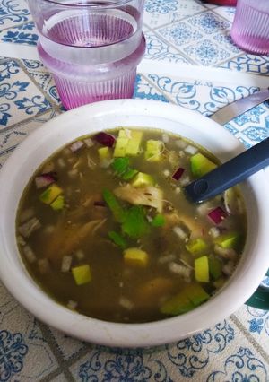 Una foto de Pozole verde