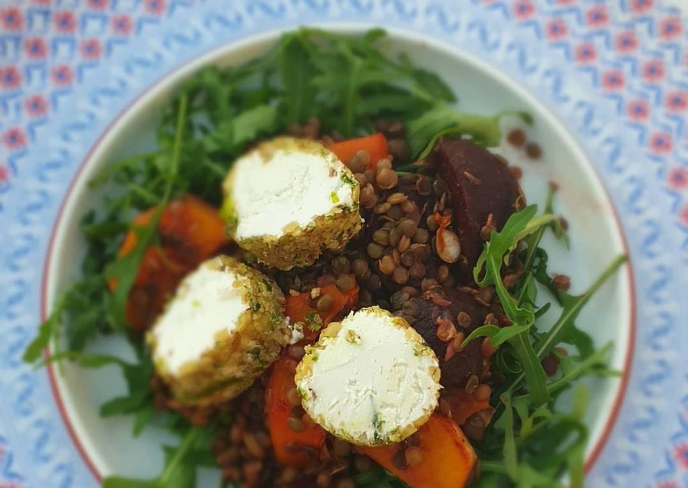 Goats cheese lentil salad