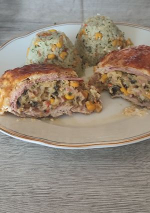 1964. Sajtos Tejfölös Töltött Karaj Kukoricás Rizzsel 😋 recept fotója