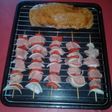 Brochettas de carre de cerdo y carre de cerdo al horno