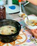 Cháo bào ngư tôm gà nấm đông cô