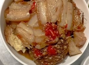 Hình của món Cá kho mắm ớt ba chỉ.