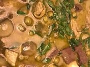 A picture of seafood coconut