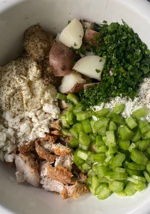 A picture of Patrick’s Leftover Fried Chicken Salad.