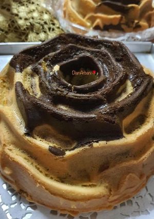 Foto resep BOLU MARMER MAWAR/ Rose Marble Cake🌹 Resep Pak Sahak 🍃 (6 Telur Loyang 22 Cm)