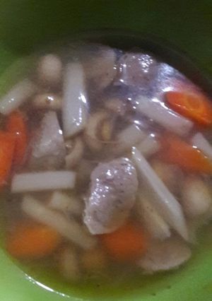 Foto resep Meatball soup with Asparagus Mushroom