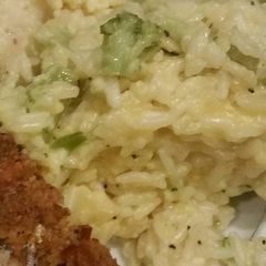 A picture of Brad's broccoli cheddar risotto.