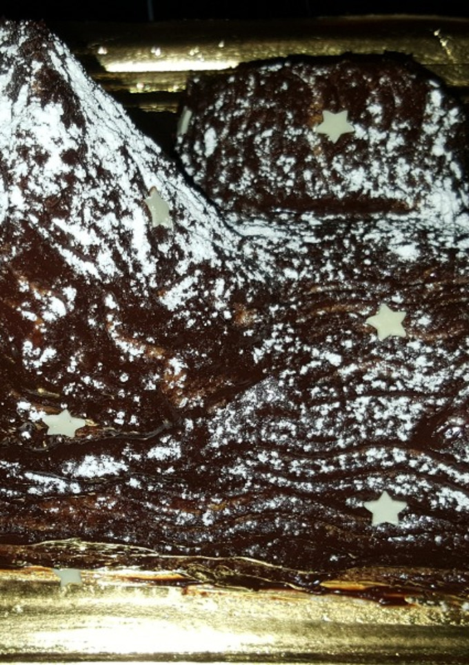 Una foto de Tronco de Navidad de chocolate