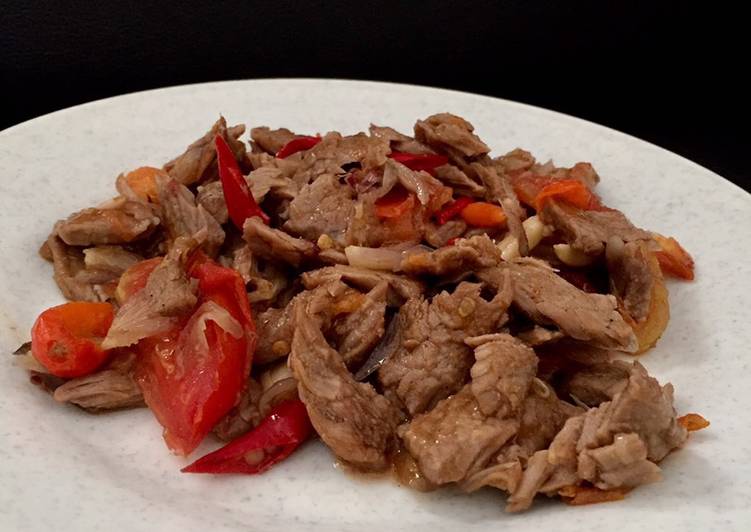 Tumis dendeng pedas manis