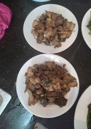 Hình của món Thịt rang cháy cạnh.