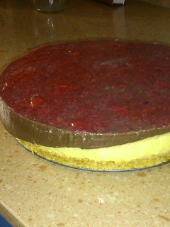 Una foto de Tarta de chocolate y flan