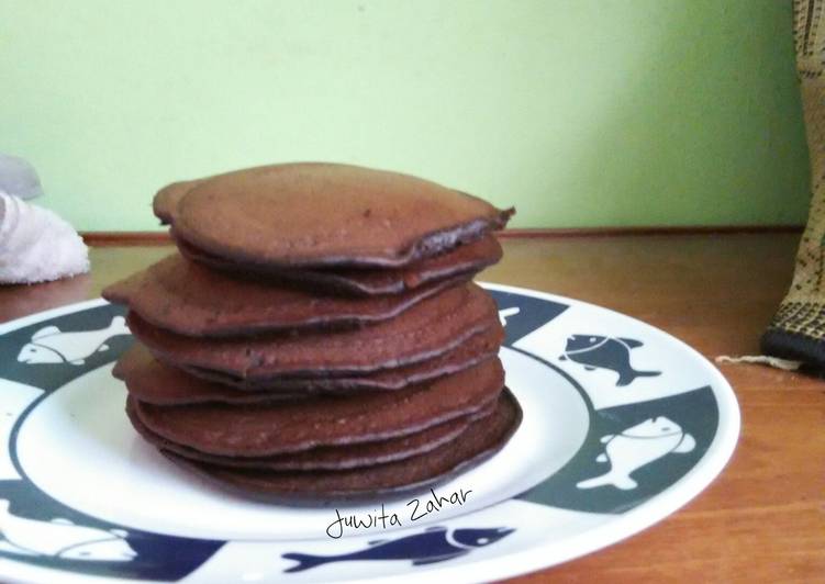 Cara ramu Pancake Cokelat Simple, anti gagal , Bikin Ngiler