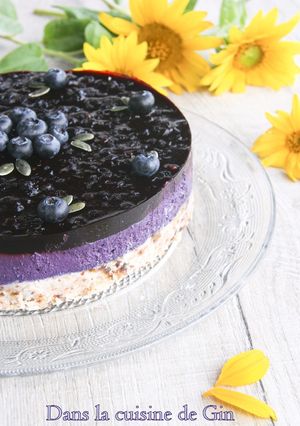 Une photo de Cheese-cake végétal aux myrtilles