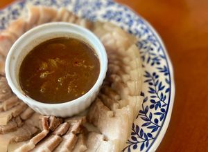 Hình của món Thịt Ba Chỉ Luộc Chấm Mắm Nêm.