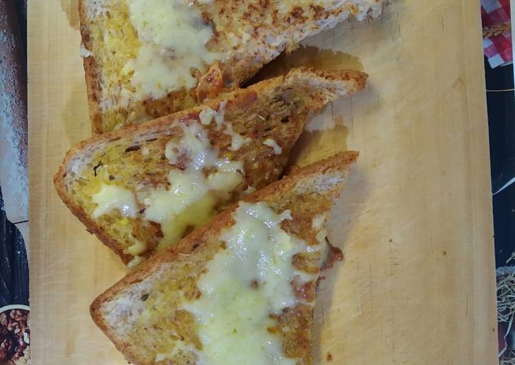 Bagaimana Membuat Garlic cheese bread (pakai roti gandum), Lezat Sekali