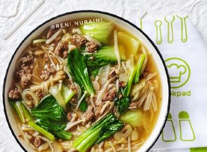 Foto resep Cah Jamur Enoki, Pokcoy dan Daging Giling