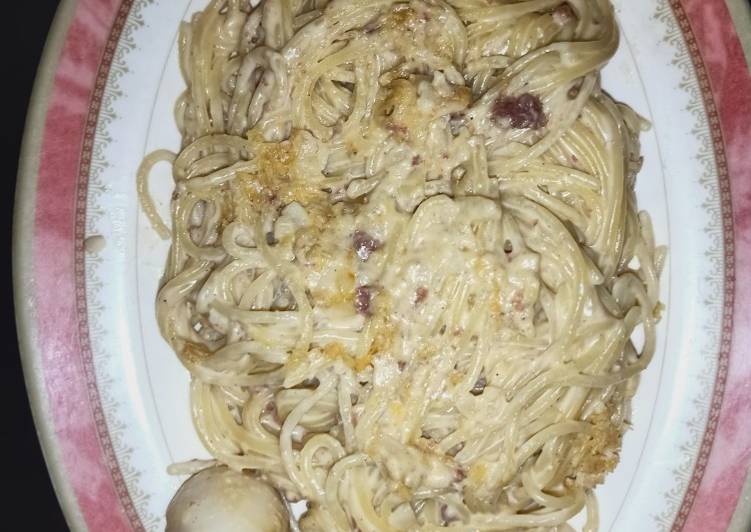 Spaghetti Carbonara Super Creamy (Tanpa Telur, Tanpa Mozarella)