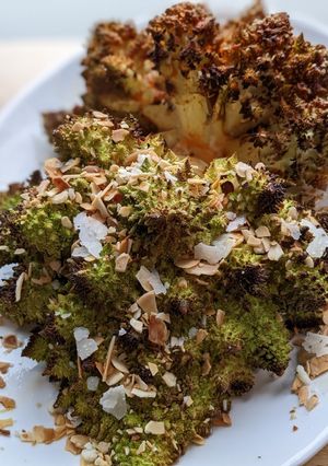 A picture of Air-fryer romanesco broccoli cauliflower done two ways.