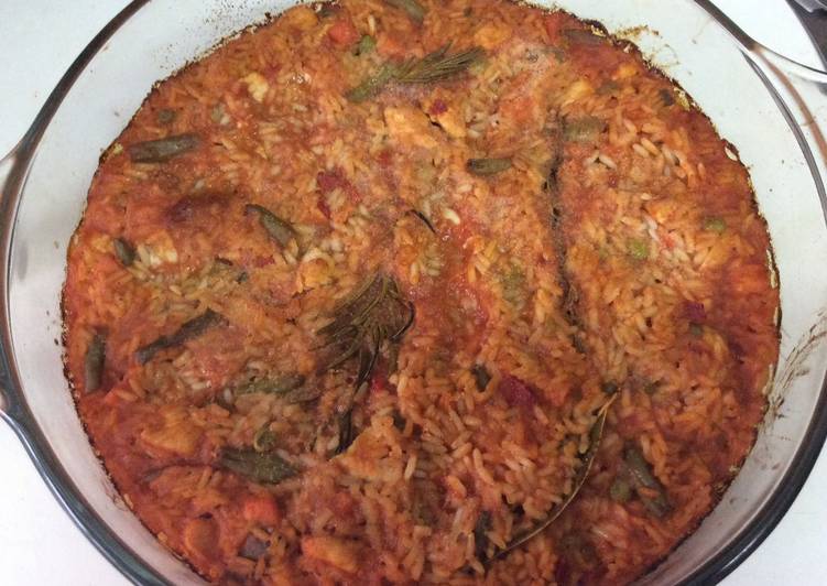 Arroz horneado con pollo al romero🌿