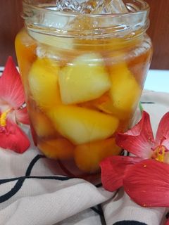 Hình của món Đào tươi ngâm -Pha Trà Đào.