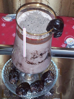 A picture of Date and chocolate ice cream shake.