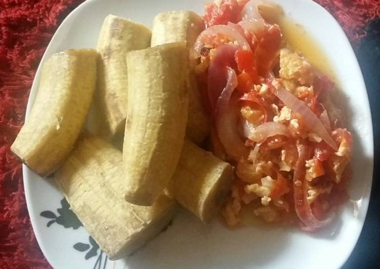 Recipe of Unripe plantain with egg source #myhubby&#39;sfavourite