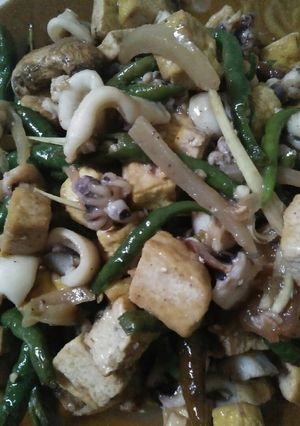 Foto resep Cumi🐙🐙 basah+tahu masak cabe ijo