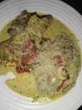 Pollo al wok o disco con champiñones