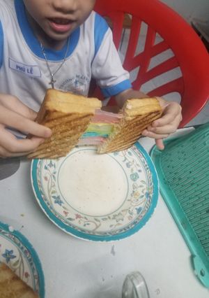 Hình của món Sandwich với cheese kéo sợi.