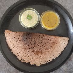 A picture of Ragi flour dosa (fermented)/No rice.