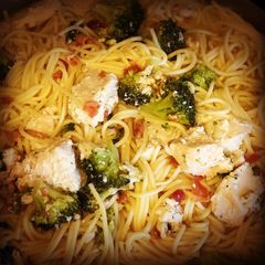 A picture of Chicken Bacon Broccoli Alfredo Pasta.