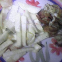 A picture of Fried yam and eggs.