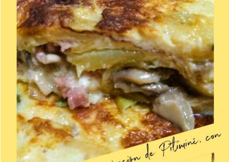 Tortilla inspiración de pitiminí, con jamón y queso azul