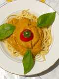 Linguine ad effetto birra con zucca peperoni ed acciughe