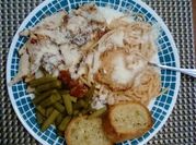 A picture of garlic bread chicken