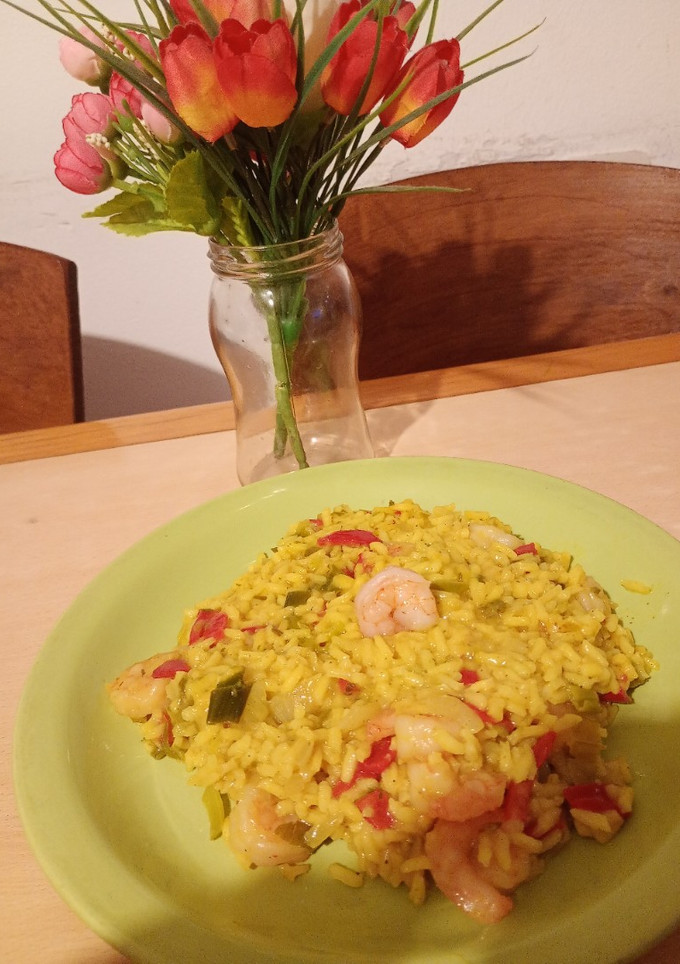Una foto de Risotto cremoso de camarones 🍤🍤🍤