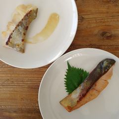 Kyoto saikyo yaki cod&salmon A picture of Kyoto saikyo yaki cod&salmon.