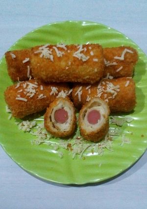 Foto resep Roti Tawar Gulung isi Sosis keju