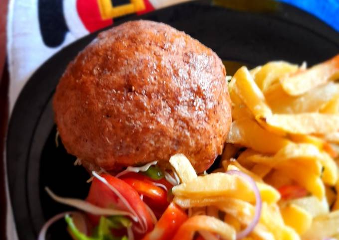 Burger and Fries on a budget(homemade)