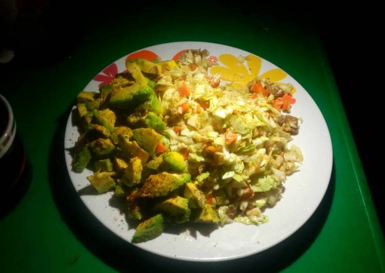 Cabbage,avacado with sausage