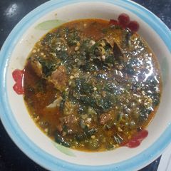 A picture of Brisket bone Okro soup.
